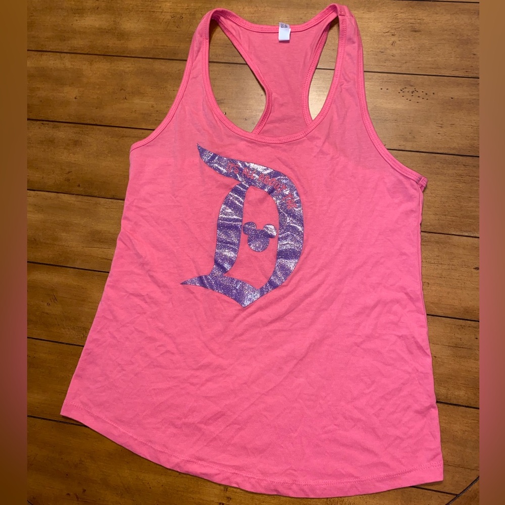 Pink & purple glitter Disney inspired racerback tank top, size XL. EUC